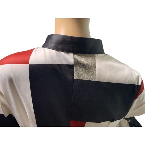 MOD Multicolored Geometric Long Sleeve High Neck Half Zip Classic Dress Size Med - Picture 6 of 14